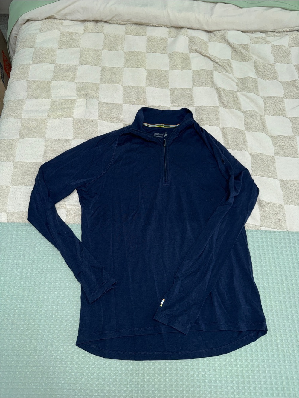 Smartwool navy blue merino wool 1/4-zip base layer top XL